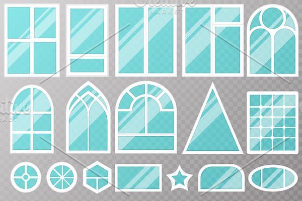 Different types house windows vector
