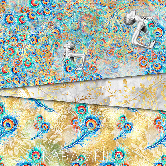 Peacock Feathers Seamless Patterns in Patterns - product preview 3