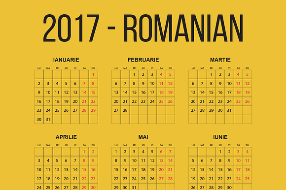 Romanian Pocket Calendar 2017 in Templates - product preview 1