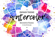 Watercolor frames. Indian theme.