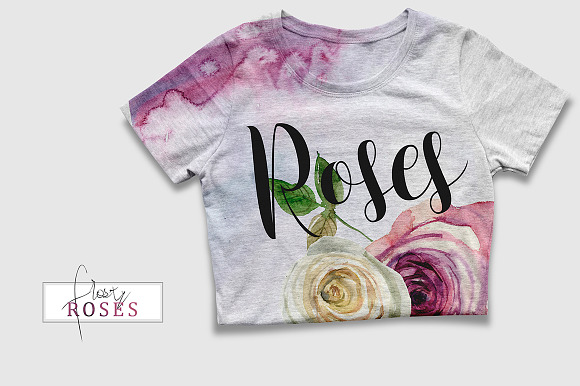 Frosty Roses Watercolor Flowers Set in Illustrations - product preview 20