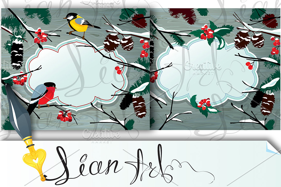 2 Winter horizontal cards in Illustrations - product preview 8
