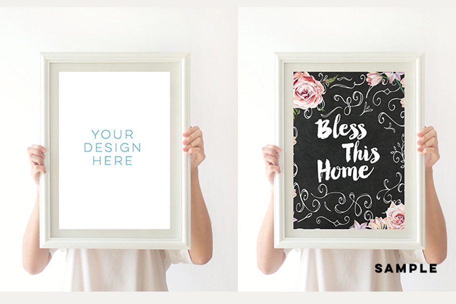 Simple wood frame mock up, in Print Mockups - product preview 8