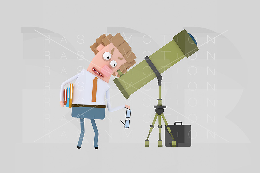 3d illustration. Astronomer. in Illustrations - product preview 8
