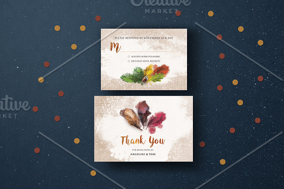 Warm Autumn Wedding Invitation Suite in Wedding Templates - product preview 3