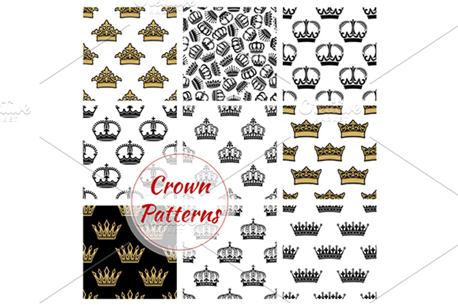 Vector patterns of royal crowns in Patterns - product preview 8