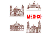 Mexican architecture vector icons