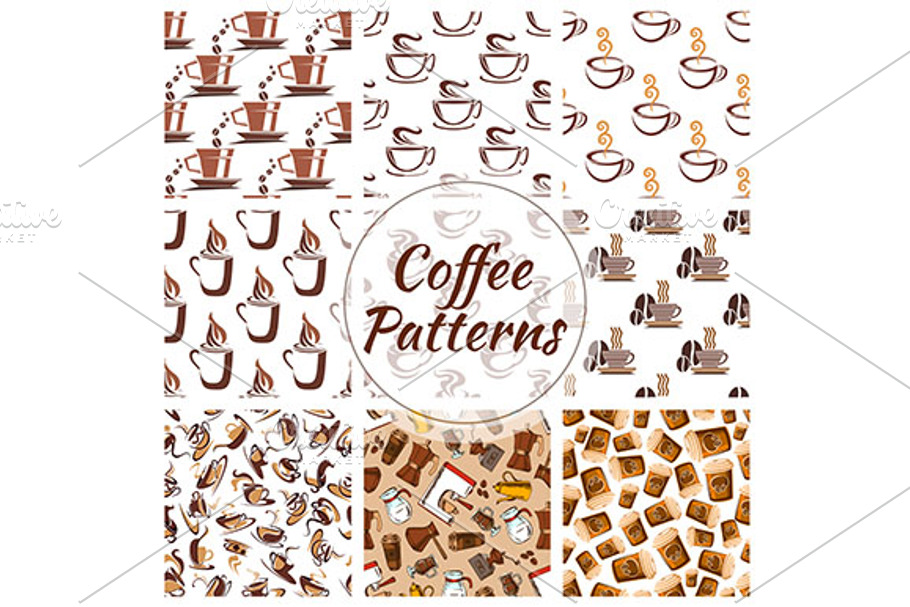 Coffee seamless patterns in Patterns - product preview 8