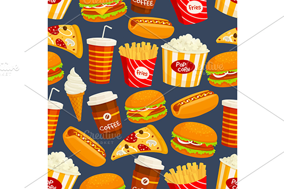 Fast food seamless pattern in Patterns - product preview 8