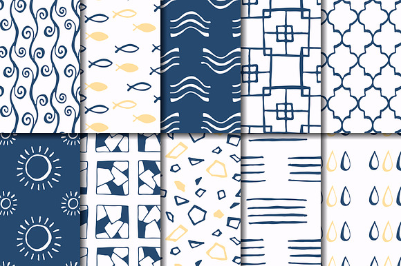 Mediterranean 30 hand drawn patterns in Patterns - product preview 4