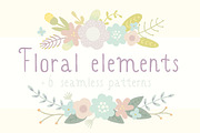 Cute floral elements + 6 patterns!