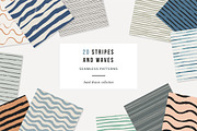 Stripes and waves seamless patterns