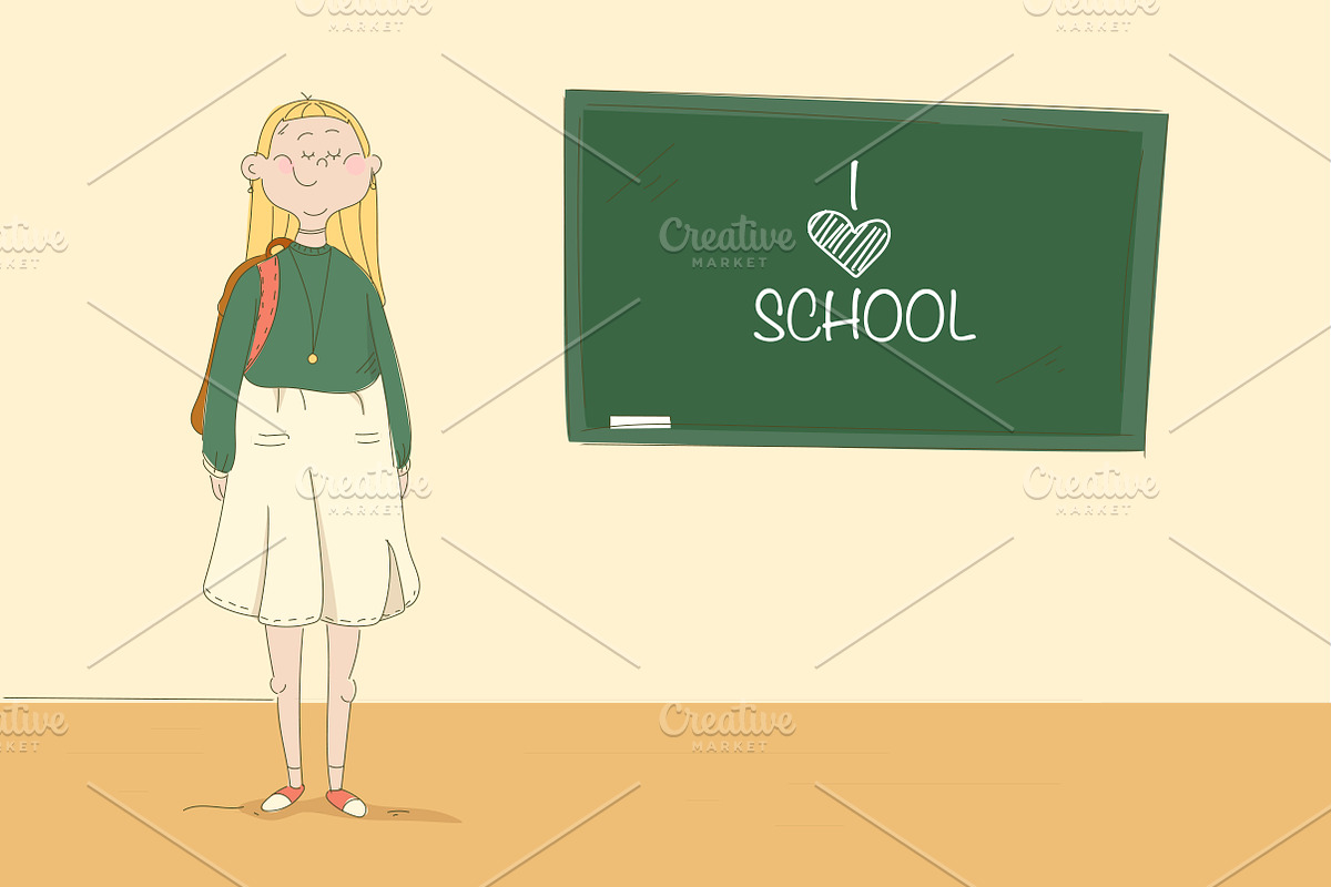 School girl in Illustrations - product preview 8
