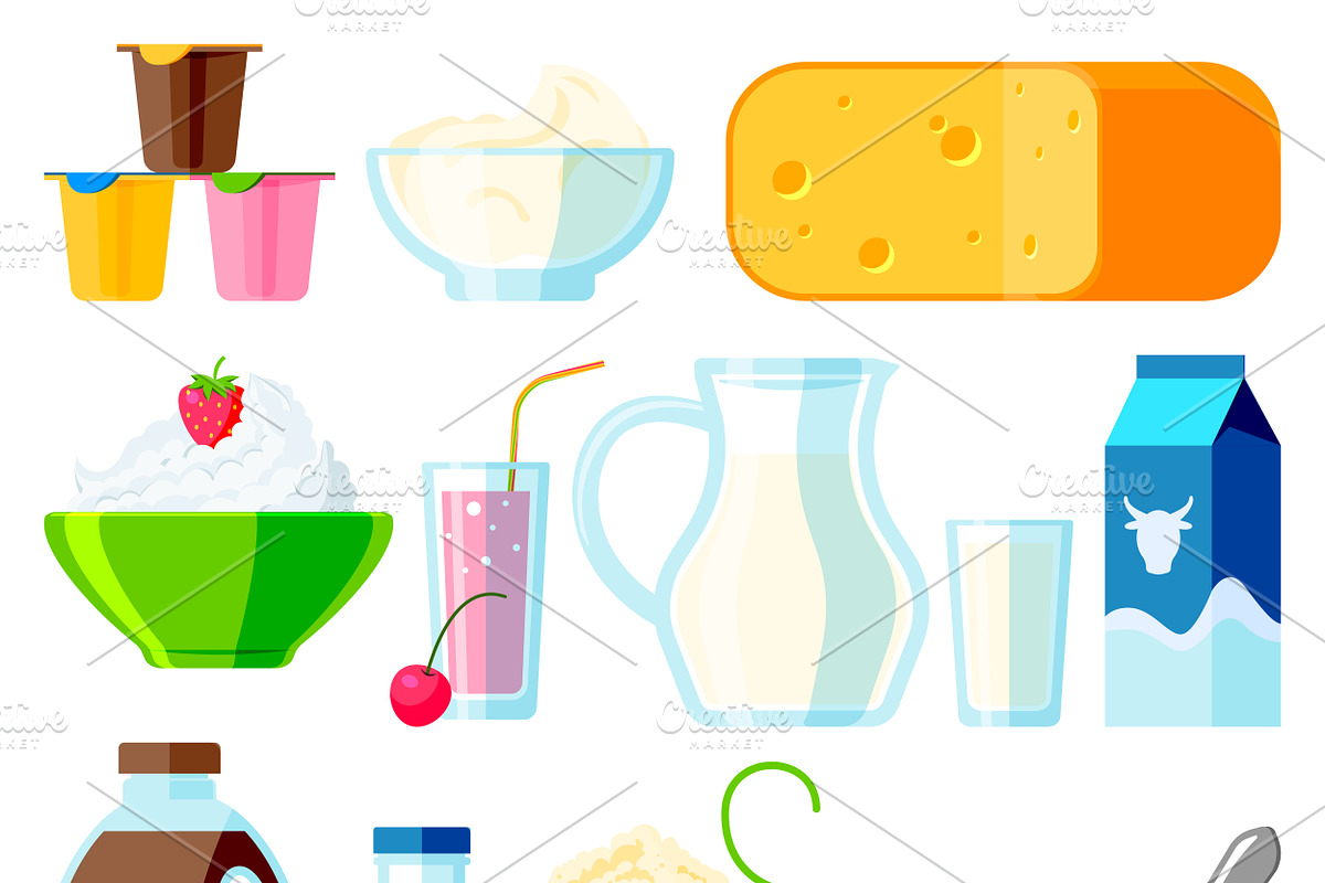 Collection dairy products vector in Illustrations - product preview 8