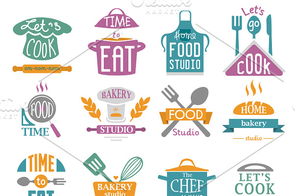 Bakery shop logos vector