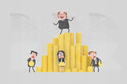3d Illustration. Money pyramid. 