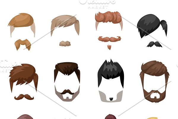 Hairstyles beard vector set