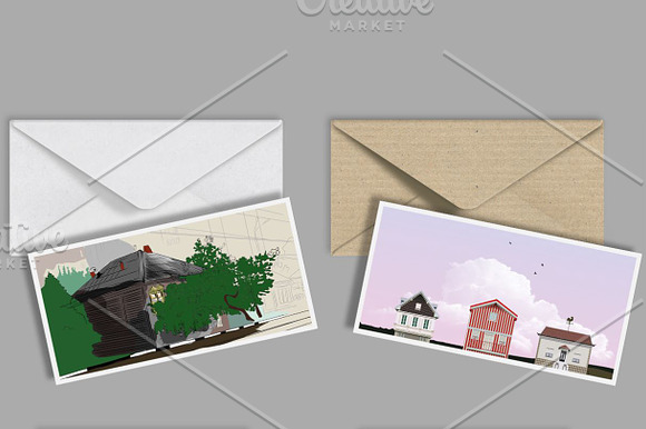 26 craft paper envelopes & postcards in Print Mockups - product preview 1