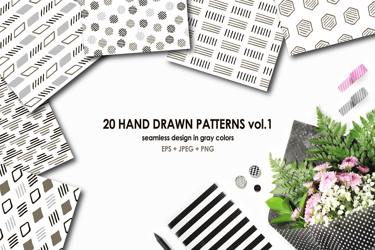 20 hand drawn patterns vol.1 in Patterns - product preview 8