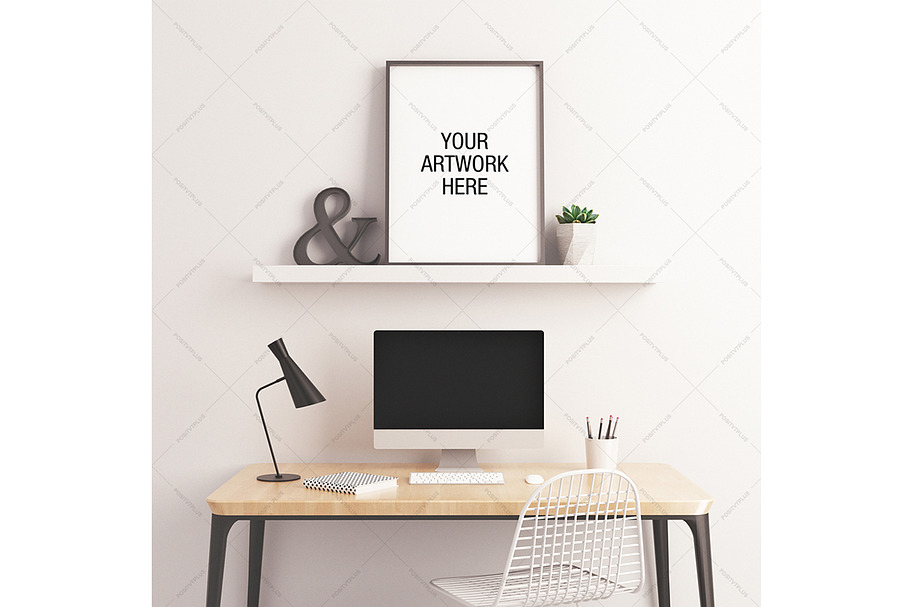 Poster Mockup Minimalist Workspace in Print Mockups - product preview 8