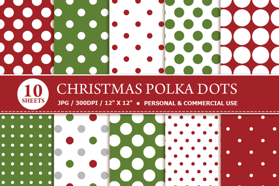 Christmas Polka Dots Digital Paper in Patterns - product preview 8