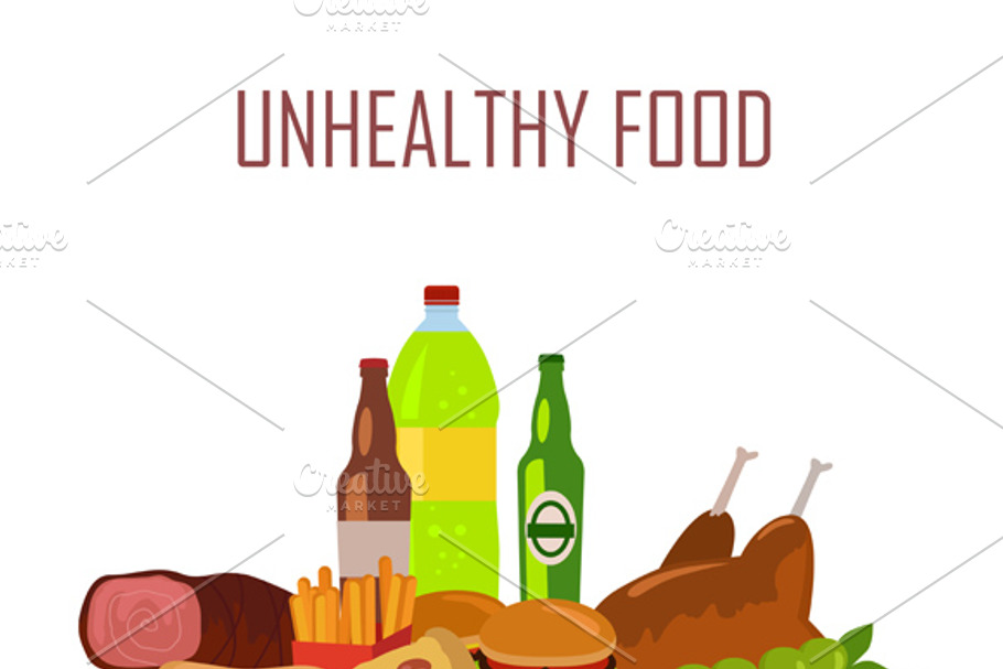 Unhealthy Food Banner in Illustrations - product preview 8