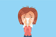 Allergy woman character sneeze