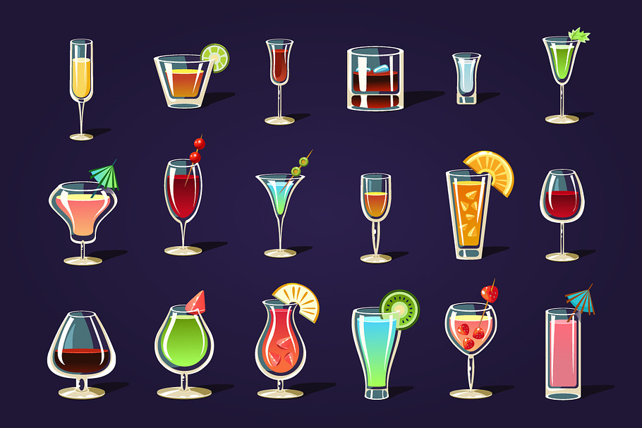 Alcohol Coctails and Other Drinks in Illustrations - product preview 8