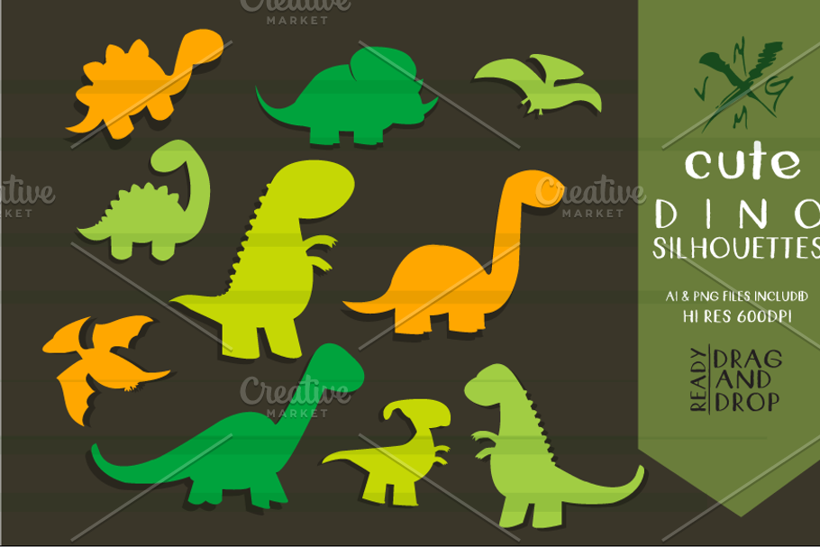 CUTE DINOSAUR SILHOUETTES in Cute Icons - product preview 8