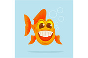 Happy goldfish character