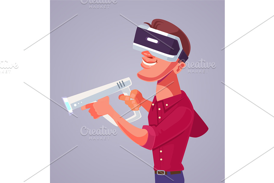 Man in virtual reality glasses in Illustrations - product preview 8