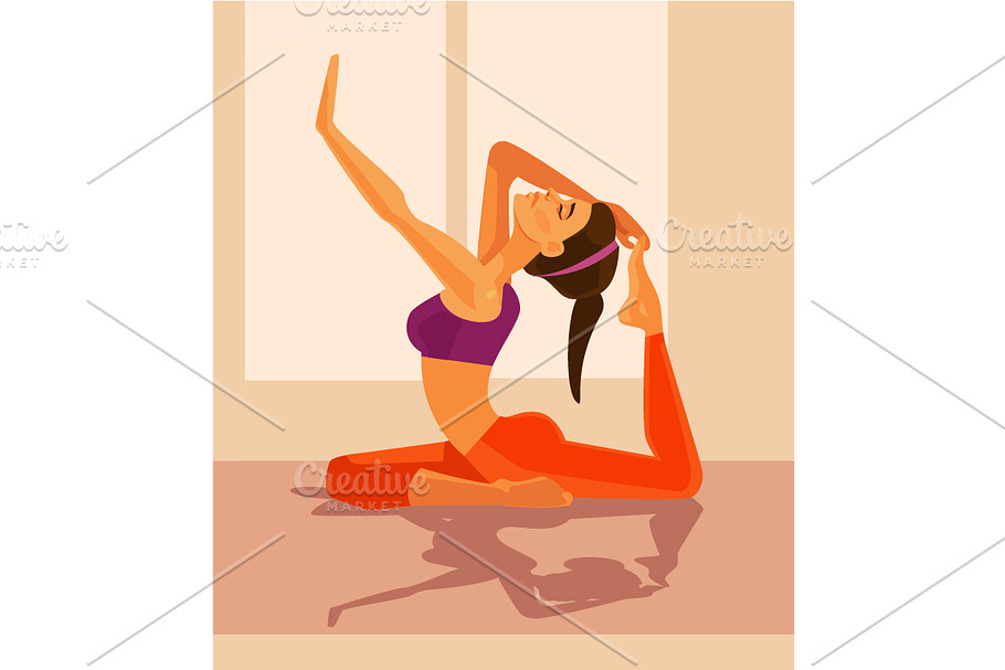Woman character doing yoga in Illustrations - product preview 8