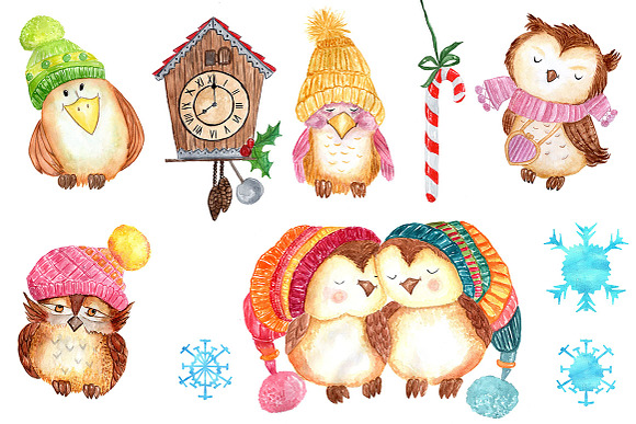 Watercolor Christmas clipart in Illustrations - product preview 1