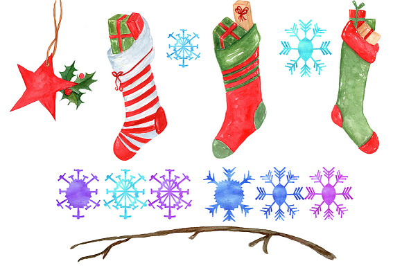 Watercolor Christmas clipart in Illustrations - product preview 2