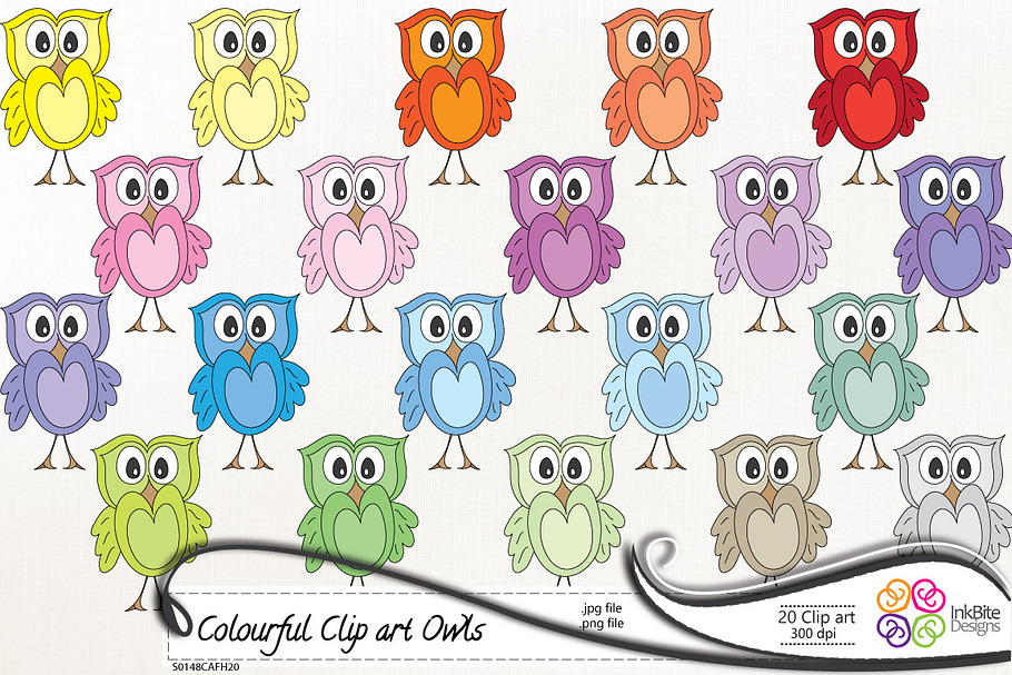 Cute & Colorful Clip art Owls