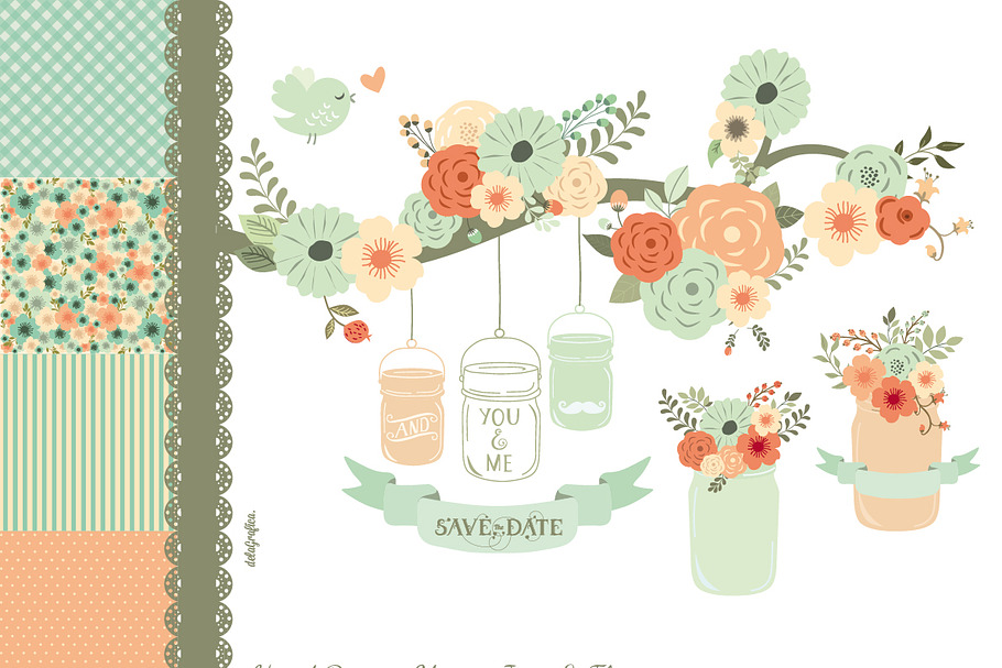 Hand Drawn Mason Jars & Flowers in Illustrations - product preview 8