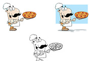 Chef Carrying A Pizza Pie. 