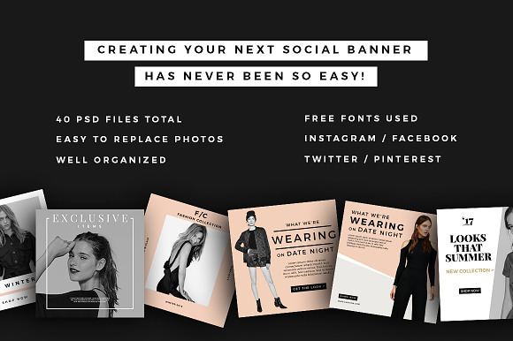 Fashion Social Banner Pack 5 in Instagram Templates - product preview 1