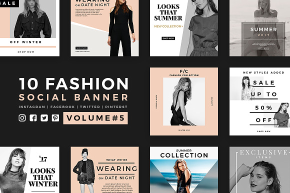Fashion Social Banner Pack 5 in Instagram Templates - product preview 5