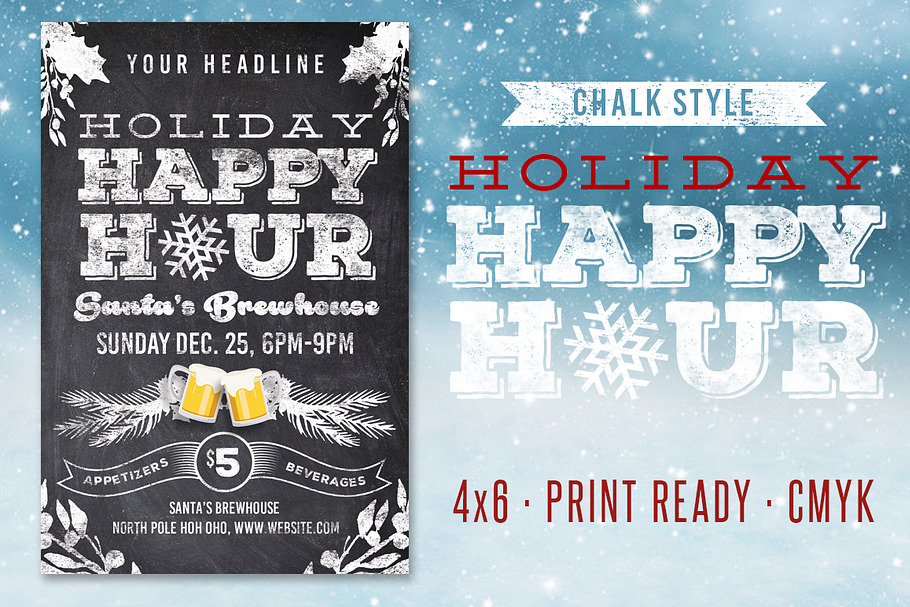 Chalk Holiday Happy Hour Flyer