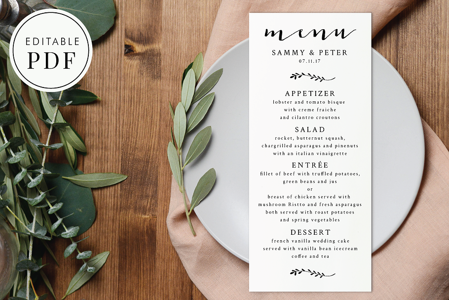 Wedding Menu - Editable PDF in Wedding Templates - product preview 8