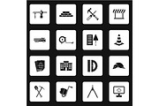 Construction icons set, simple style