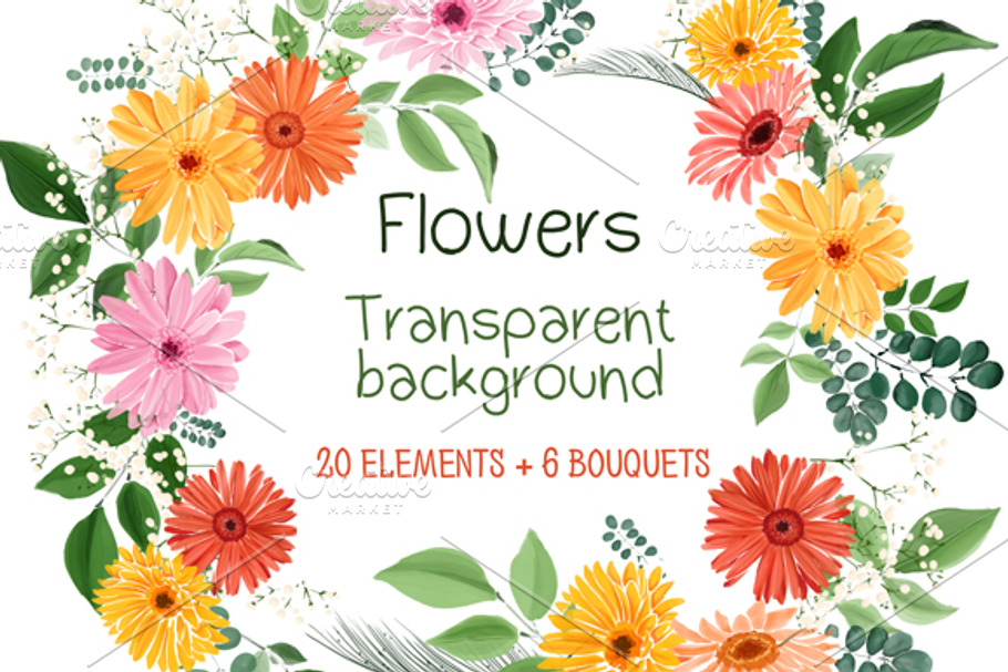Floral set: 20 pieces, 6 bouquets