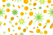 Seamless Pattern with Coins and Star