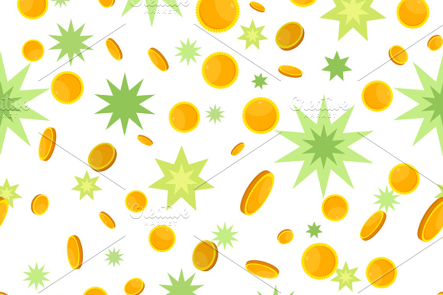 Seamless Pattern with Coins and Star