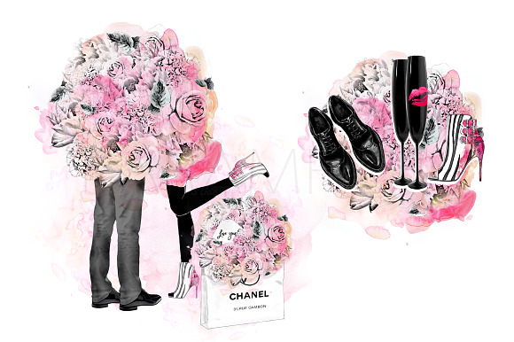 Valentines Romantic Clipart in Illustrations - product preview 2