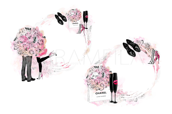 Valentines Romantic Clipart in Illustrations - product preview 3
