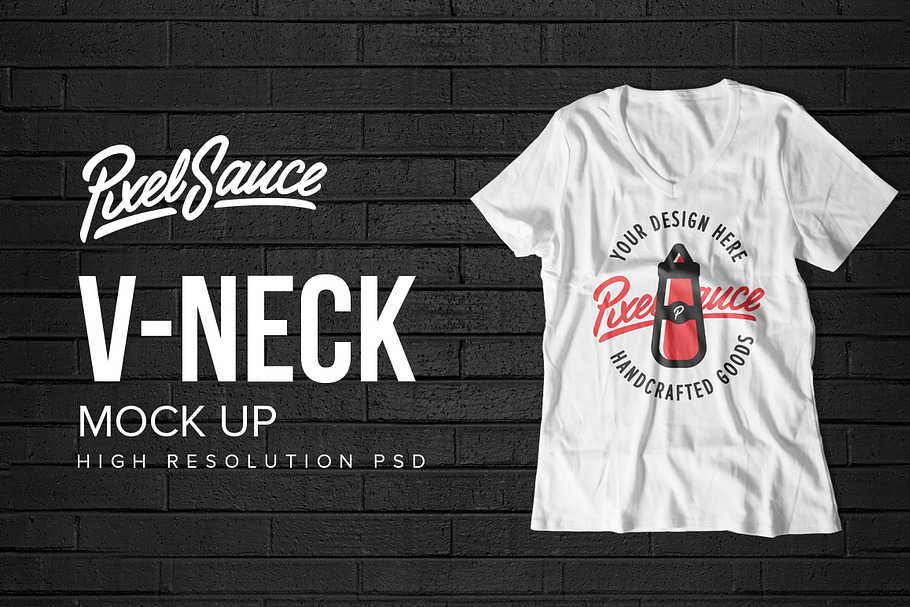 Basic V-Neck T-Shirt Mock Up