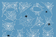 Spiders and spider web silhouette 