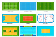 Football game field vector set